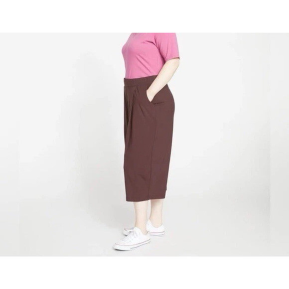 Universal Standard XS Casual Culottes Brown 10-12 US Cropped Fall Wide Leg Flowy - Picture 2 of 8